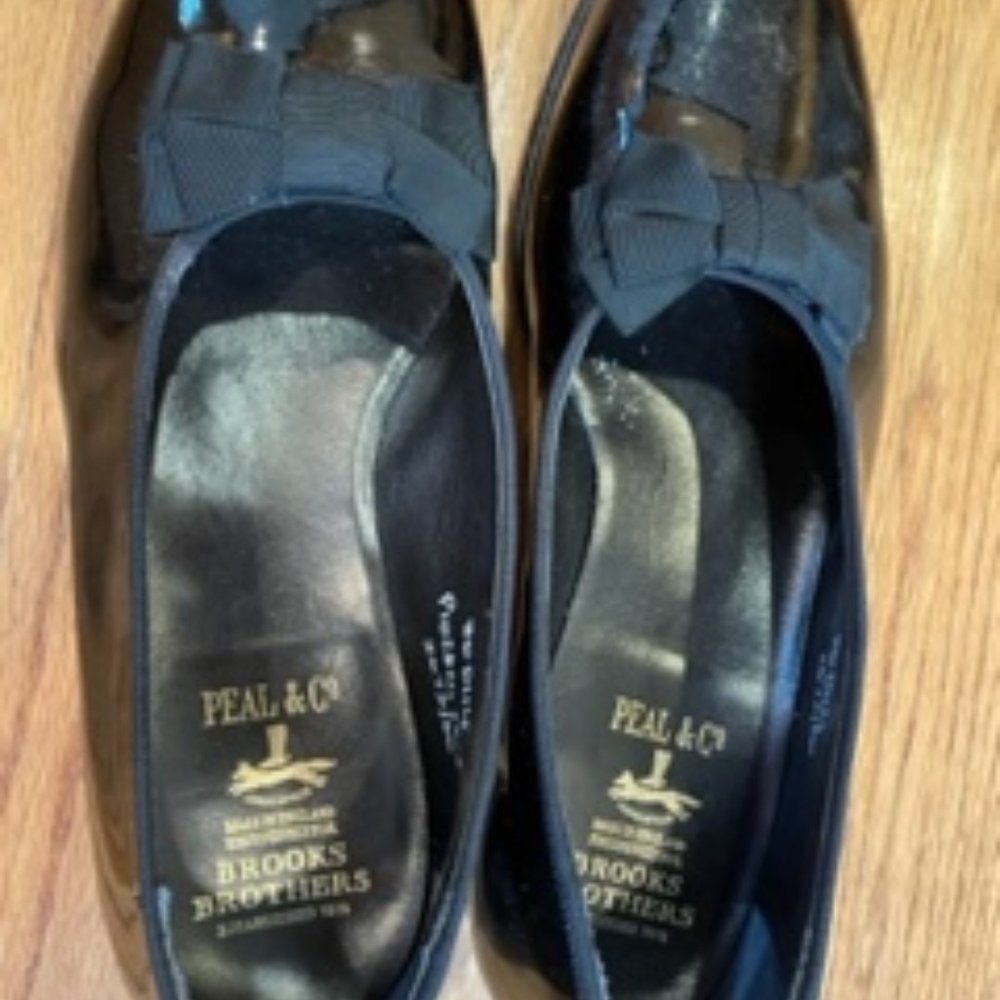 Peal & Co Brooks Brothers Black Dress Slip Ons Patent Leather Loafers Size 8D